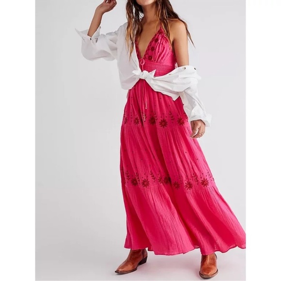 🎉LAST PIECE🎉FREE PEOPLE Real Love Embroidered Maxi Dress - Picture 6 of 9